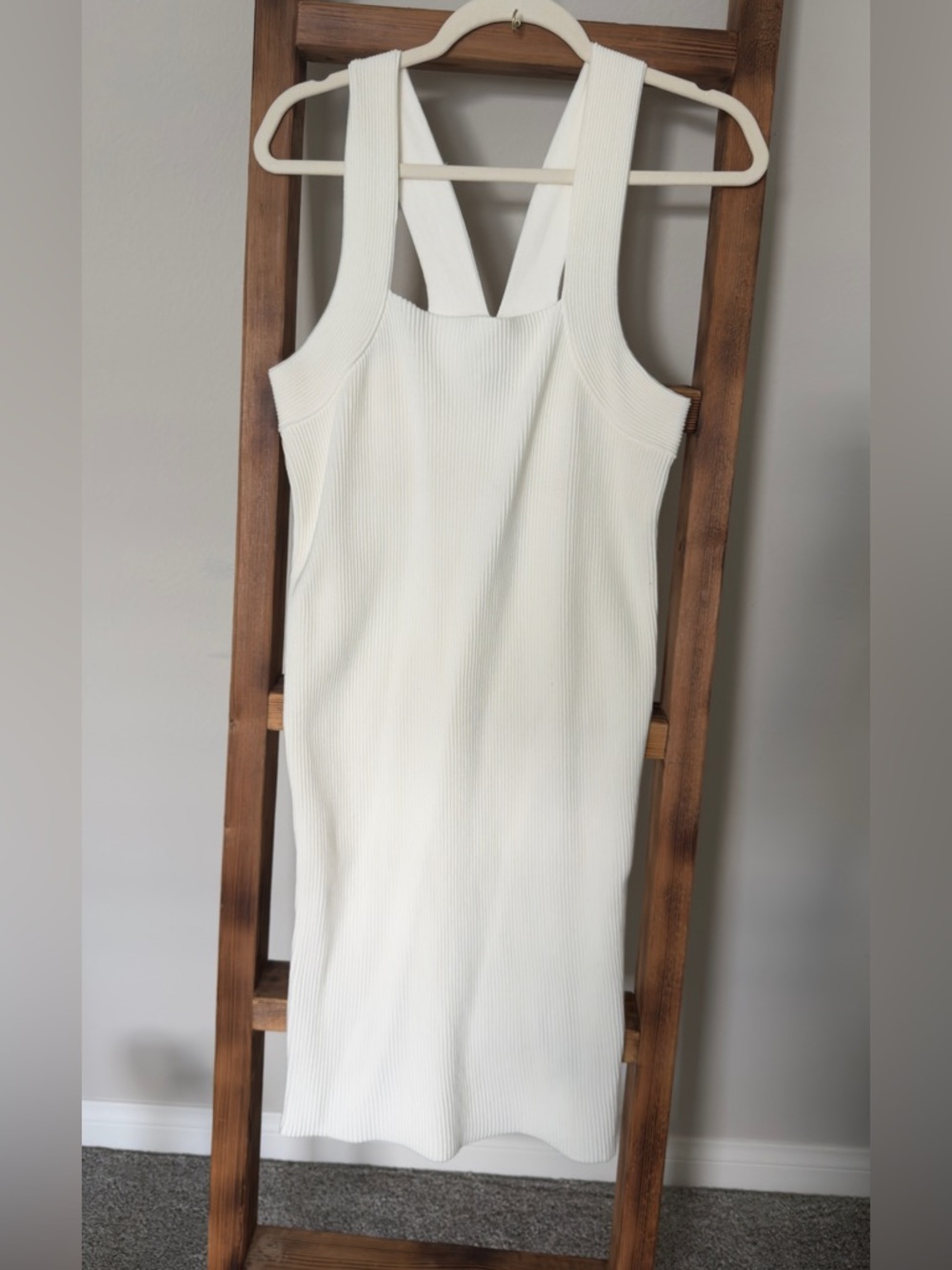 525 America Cream Ribbed Tank Midi Dress